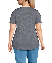 Lands' End Plus Short Sleeve Power Performance Scoop Neck Curved Hem Tunic Tee