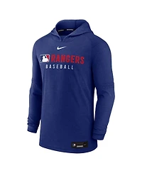 Nike Men's Heather Royal Texas Rangers Authentic Collection Tri-Blend Performance Pullover Hoodie