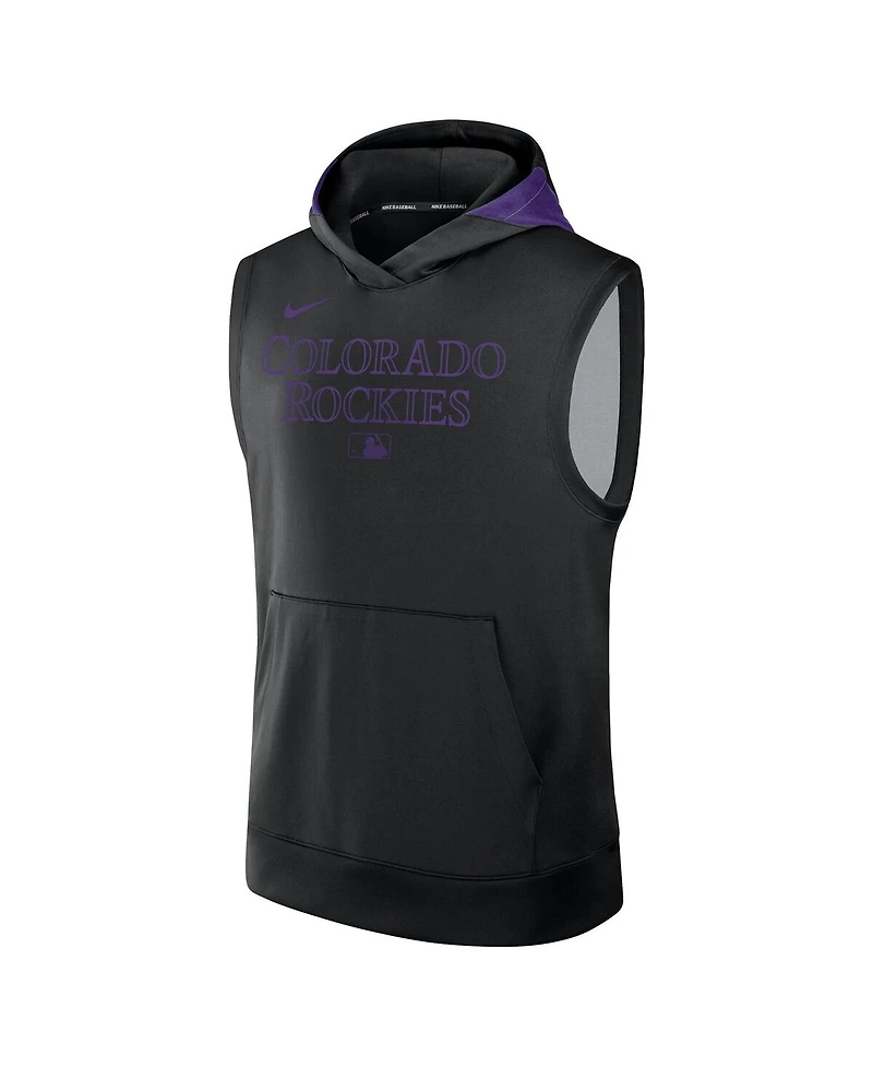 Nike Men's Black Colorado Rockies Authentic Collection Performance Sleeveless Pullover Hoodie