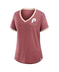Fanatics Women's Burgundy Philadelphia Phillies Binge Worthy Stadium Slub V-Neck T-Shirt