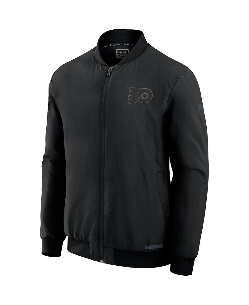 Fanatics Men's Black Philadelphia Flyers Authentic Pro Road Full-Zip Bomber Jacket