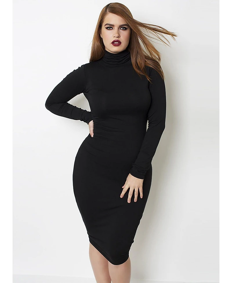 Rebdolls Women's Don't Make Me Wait Cotton Turtleneck Midi Dress