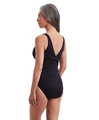 ShapeSolver by Mimi Flamingo Women's Pressed Flowers Twist Back One Piece Swimsuit