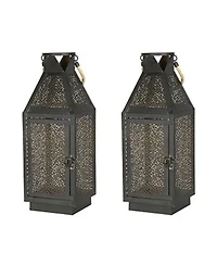 Four Seasons Courtyard 16 Inch Battery Powered 20 Led Filigree Lantern, 2 Pack