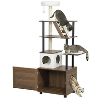 PawHut 68.5" 2 in 1 Cat Tree with Litter Box Enclosure,