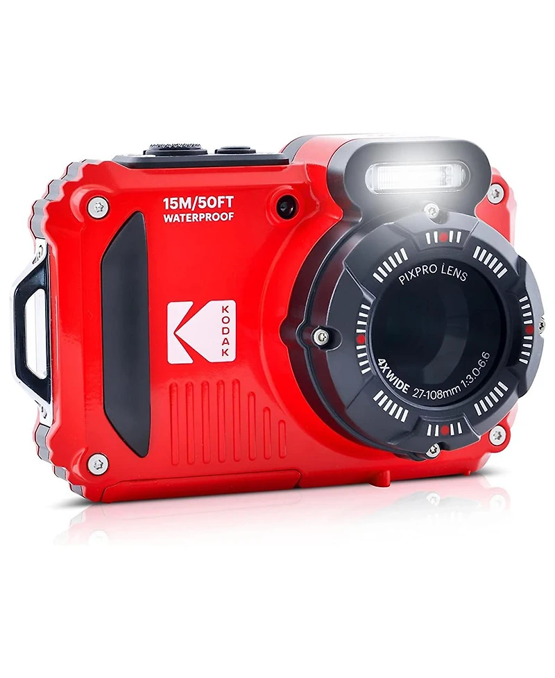 Kodak Pixpro WPZ2 16MP Full Hd Waterproof Rugged Digital Camera, Red, Bundle with 32GB Memory Card and Camera Bag