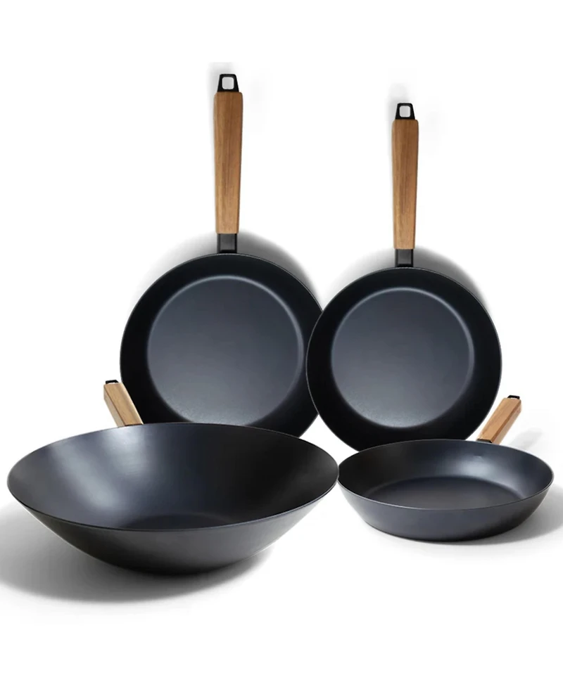 Alva Forest 4pc Carbon Steel Frying Pan & Wok Set