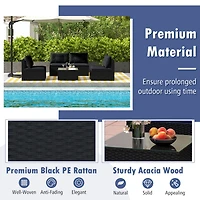 Gymax 5 Pcs Patio Furniture Set w/ Seat & Back Cushions Tempered Glass Tabletop