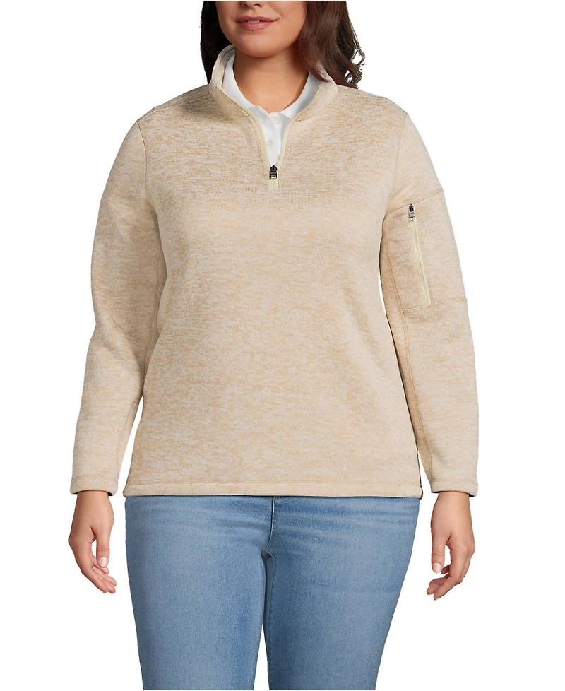 Lands' End Plus Sweater Fleece Quarter Zip Pullover