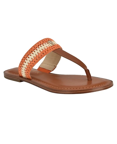 Tommy Hilfiger Women's Gojia Braided T-Strap Slip-On Flat Sandals