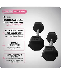 HolaHatha Iron Hexagonal Cast Home Exercise Dumbbell Free Weight, 15 Pounds