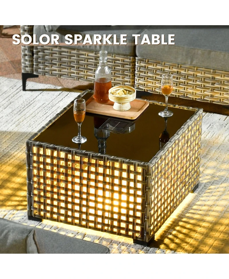 Xizzi 9 Piece Outdoor Patio Furniture with 3 Seat Sofa,All Weather Wicker Coversation Set Swivel Rocking Chair,Balcony Sofa Solar Nestin