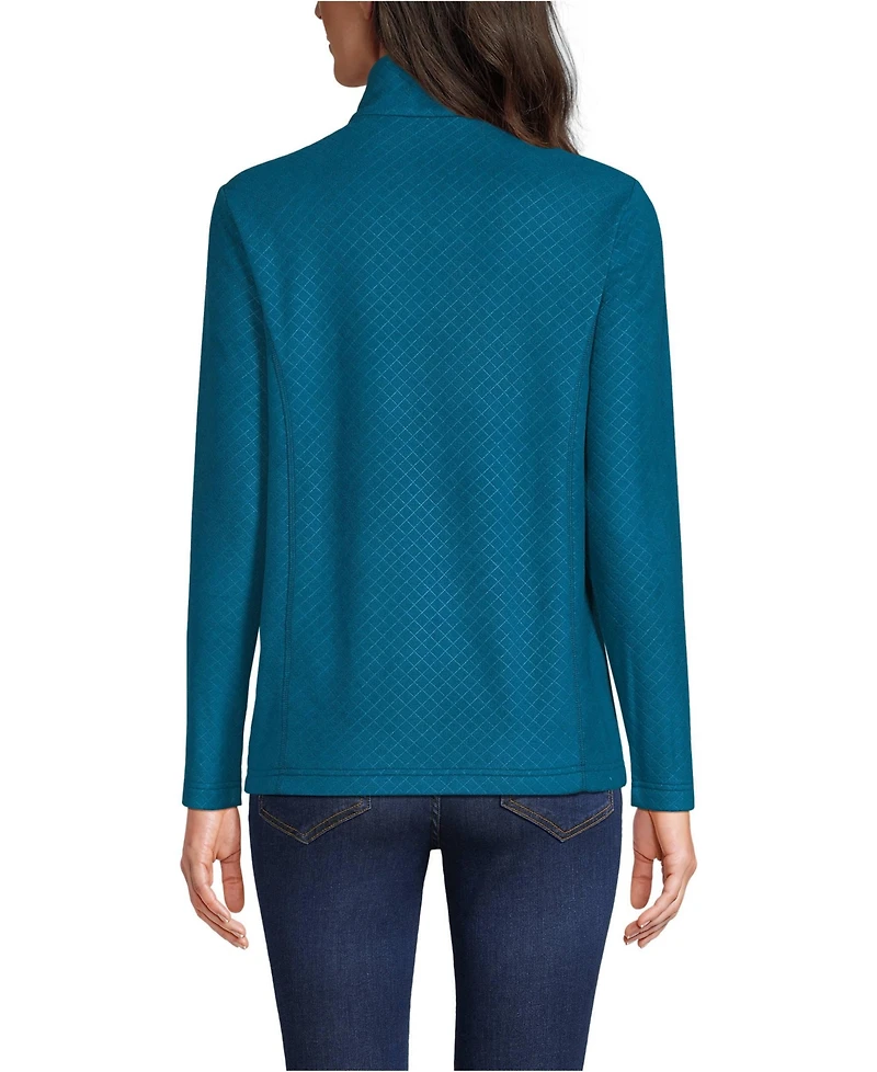 Lands' End Women's Embossed Quarter Zip Fleece Pullover
