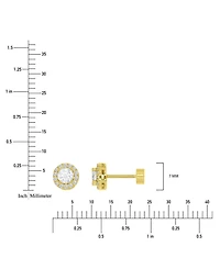 Cubic Zirconia Halo Screw Back Stud Earrings in 14k Gold-Plated Sterling Silver