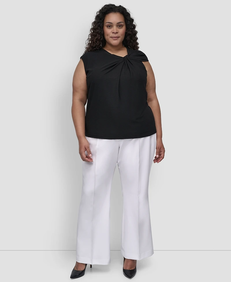 Dkny Plus Sleeveless Twisted-Neck Knit Top