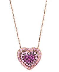 Le Vian Pink Sapphire Ombre Halo Cluster Heart Adjustable 20" Pendant Necklace (1-1/10 ct. t.w.) in 14k Rose Gold