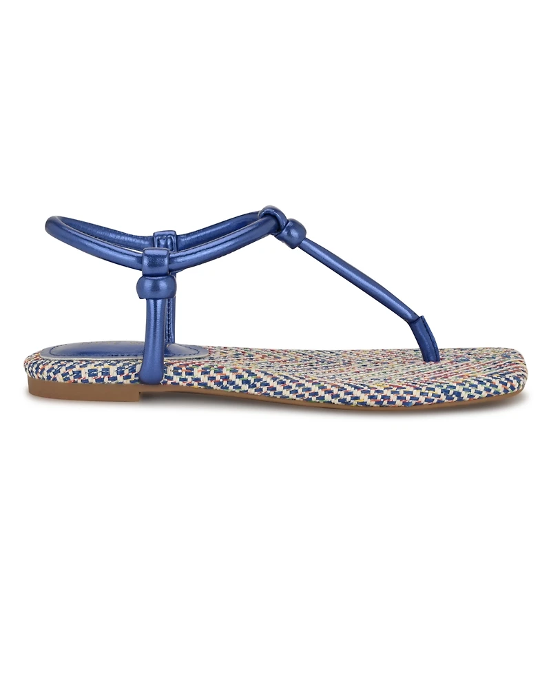 Nine West Women's Nortny Knotted T-Strap Flat sandals