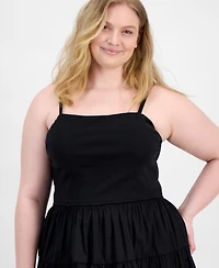 Madden Girl Trendy Plus Sleeveless Tiered Bubble Minidress