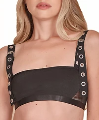 Hauty Women's 2PC Bra and Panty Lingerie Set with Twill Straps Working Silver Buckle