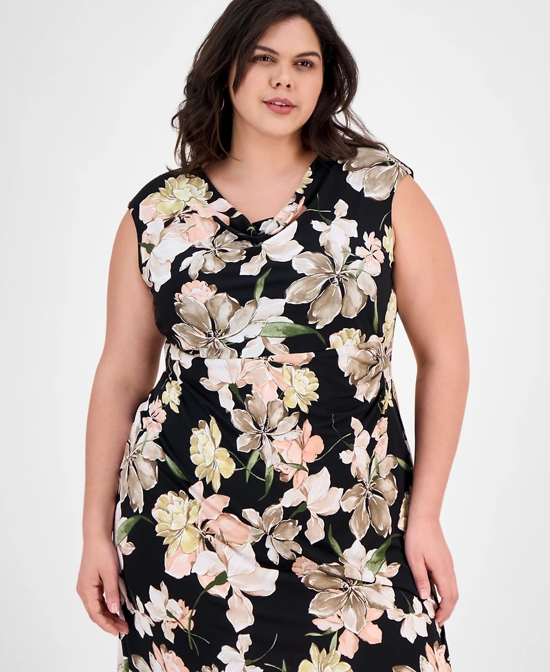 Connected Plus Size Printed Sleeveless Midi Dress