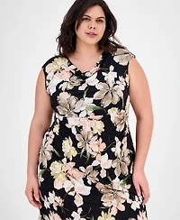 Connected Plus Size Printed Sleeveless Midi Dress