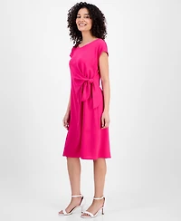 Connected Petite Side-Tie Cap-Sleeve Sheath Dress