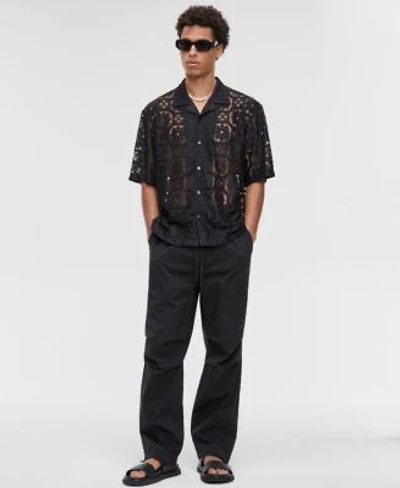 Mode Of One Mens Relaxed Fit Textured Geometric Lace Button Down Camp Shirt Regular Fit Stretch Ripstop Parachute Pants Exclusively At Macys