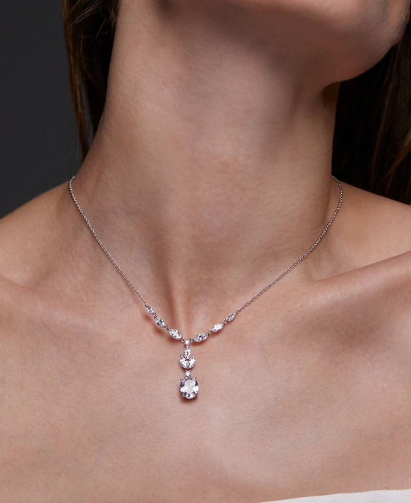 Eliot Danori Silver-Tone Cubic Zirconia Lariat Necklace, 16" + 2" extender, Exclusively at Macy's