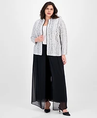 Alex Evenings Plus Drizzle-Printed Zip Evening Jacket