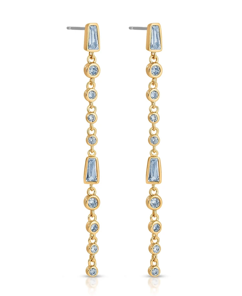 Ettika Blue Crystal Linear Earrings