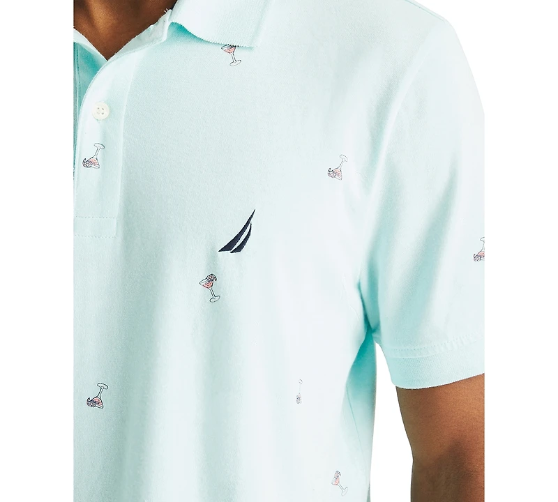 Nautica Men's Short Sleeve Cocktail Print Polo Shirt