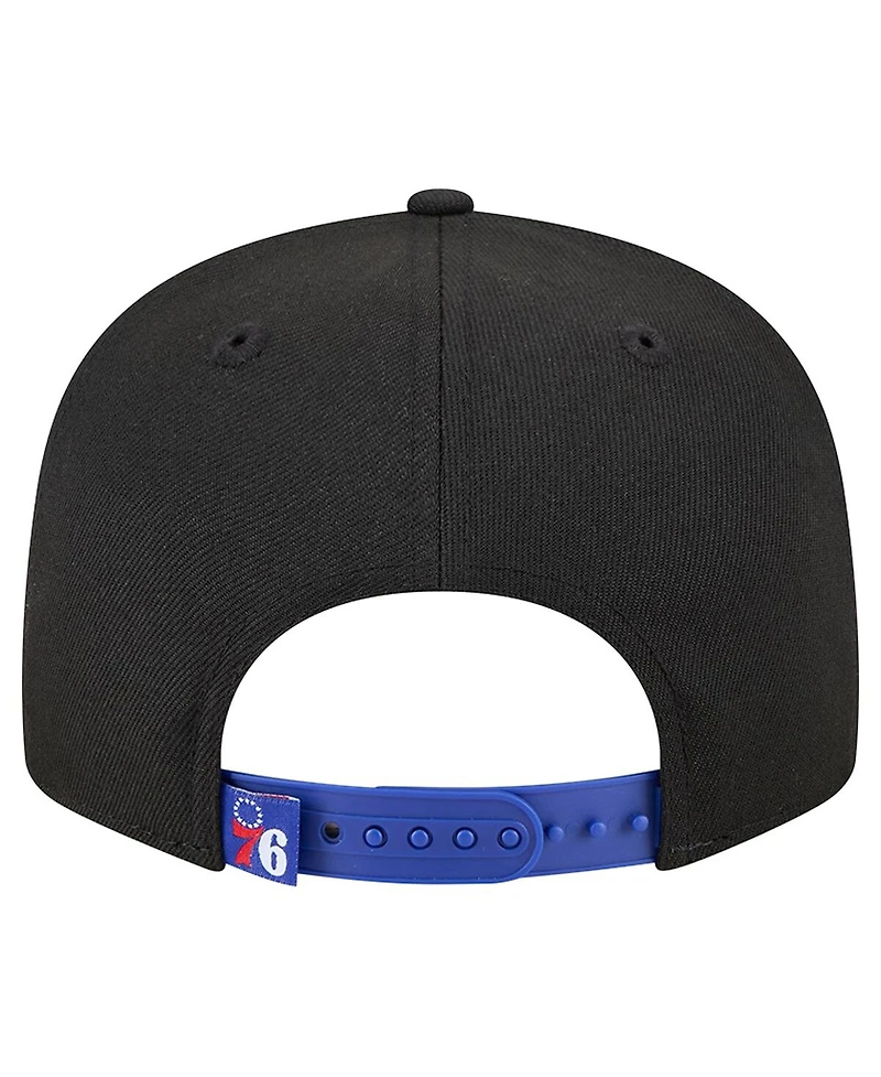 New Era Men's Black/Royal Philadelphia 76ers Sport Night Splatter 2-Tone 9FIFTY Snapback Hat