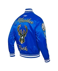 Pro Standard Men's Blue Milwaukee Bucks 2024/25 City Edition Chenille Applique Full-Snap Satin Jacket