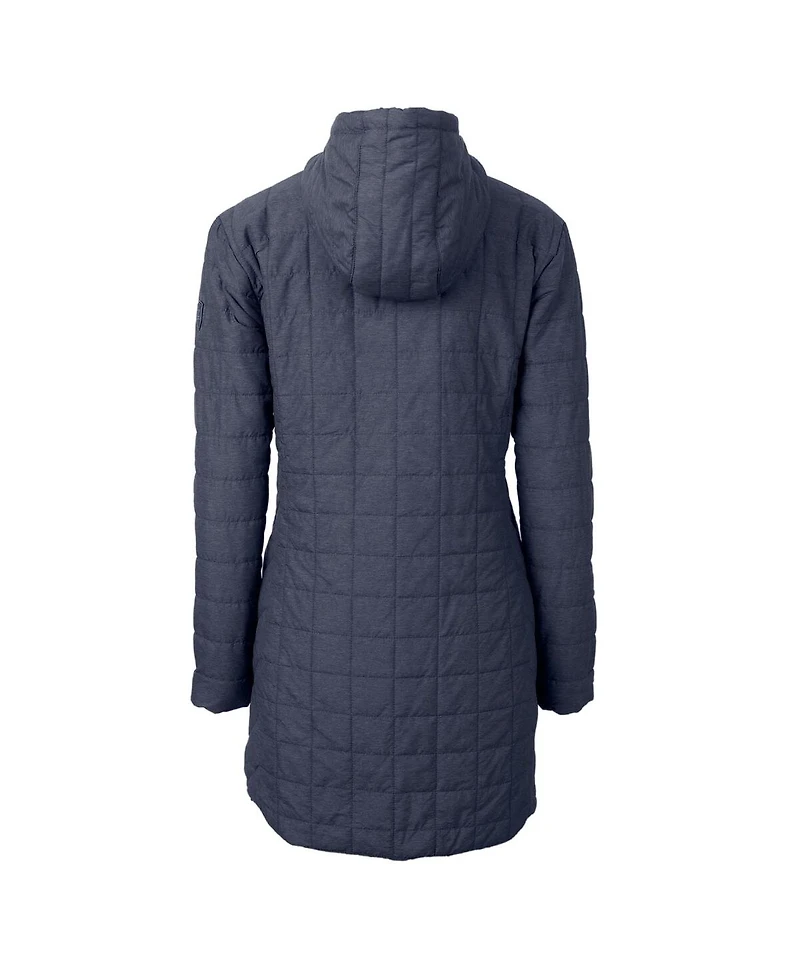 Cutter & Buck Women's Heather Navy West Virginia Mountaineers Vault Rainier PrimaLoft Eco Hooded Long Coat