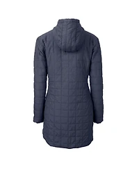 Cutter & Buck Women's Heather Navy West Virginia Mountaineers Vault Rainier PrimaLoft Eco Hooded Long Coat