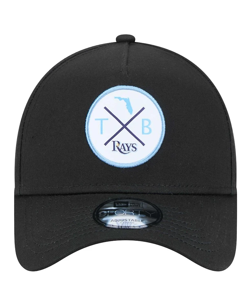 New Era Men's Black Tampa Bay Rays 9FORTY A-Frame Adjustable Hat