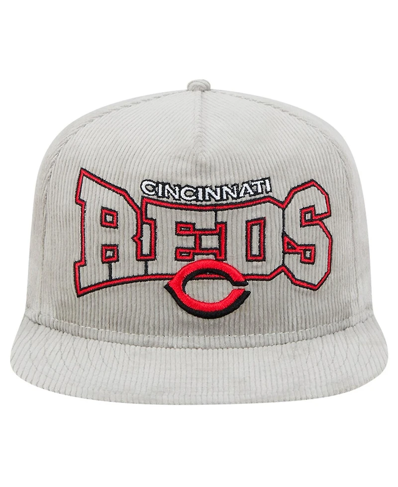 New Era Men's Gray Cincinnati Reds Corduroy Golfer Snapback Hat