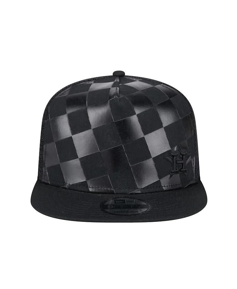 New Era Men's Black Houston Astros Score Check A-Frame Trucker 9FIFTY Snapback Hat