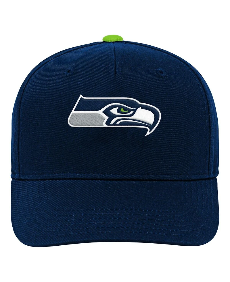 Outerstuff Big Boys and Girls College Navy Seattle Seahawks Team Pre-Curved Adjustable Hat