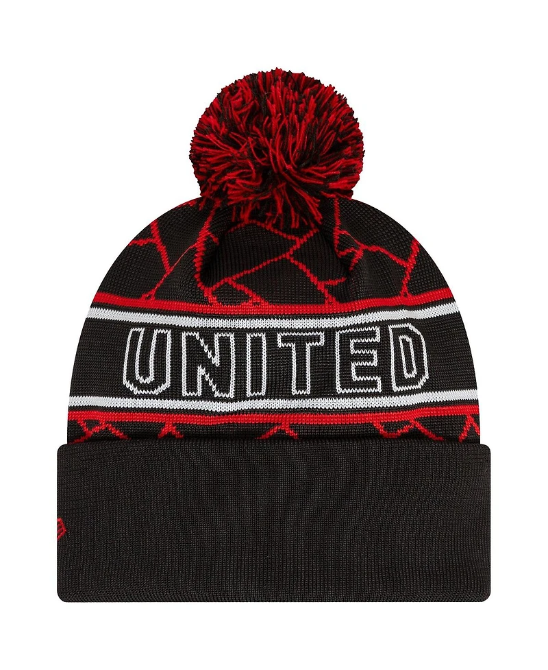 New Era Men's Black Manchester United Sport Cuffed with pom Knit hat