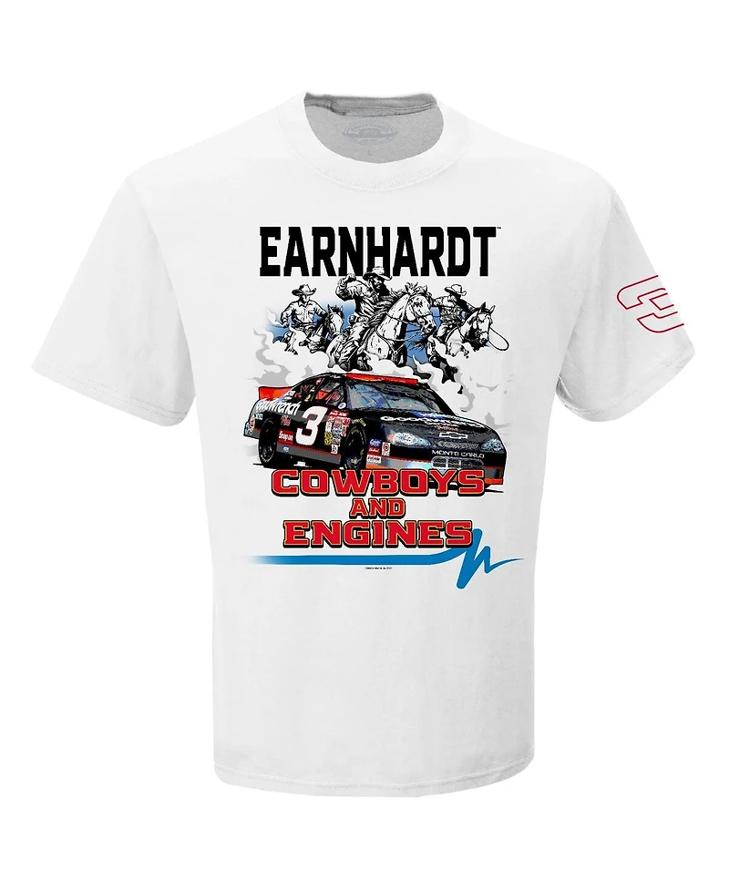 Checkered Flag Sports Men's White Dale Earnhardt Cowboys Engines T-Shirt