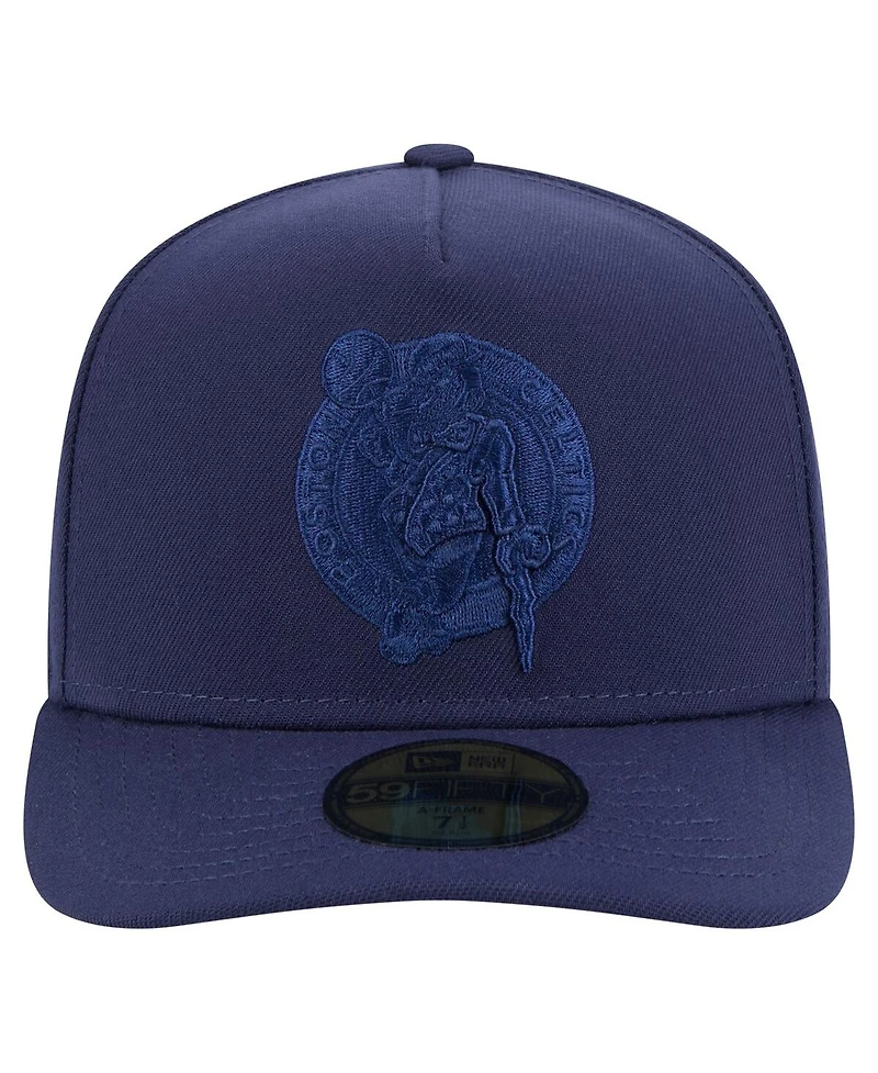 New Era Men's Navy Boston Celtics Colorpack A-Frame Pinch Front 59FIFTY Fitted Hat