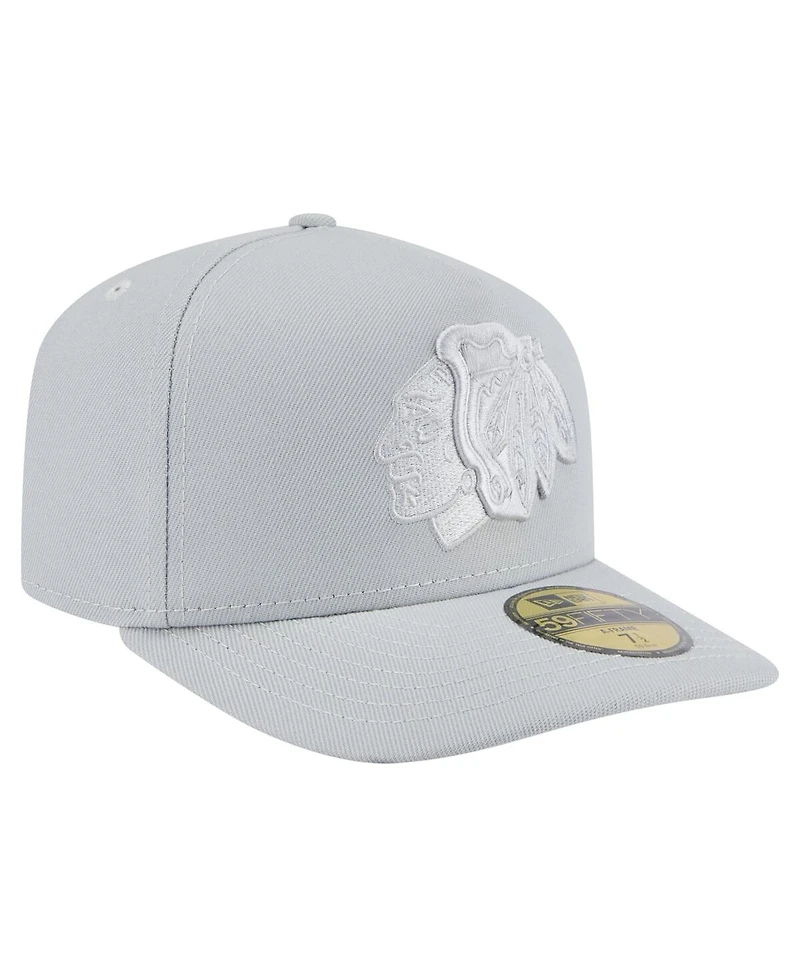 New Era Men's Gray Chicago Blackhawks Color Pack A-Frame 59FIFTY Fitted Hat