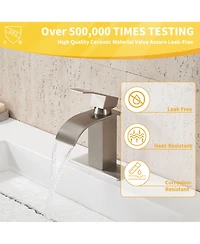 Single Handle Bathroom Sink Faucet, Waterfall Spout Bathroom Sink Faucet for Bath and Rv Sinks, Deck Mount 1 hole or 3 holes