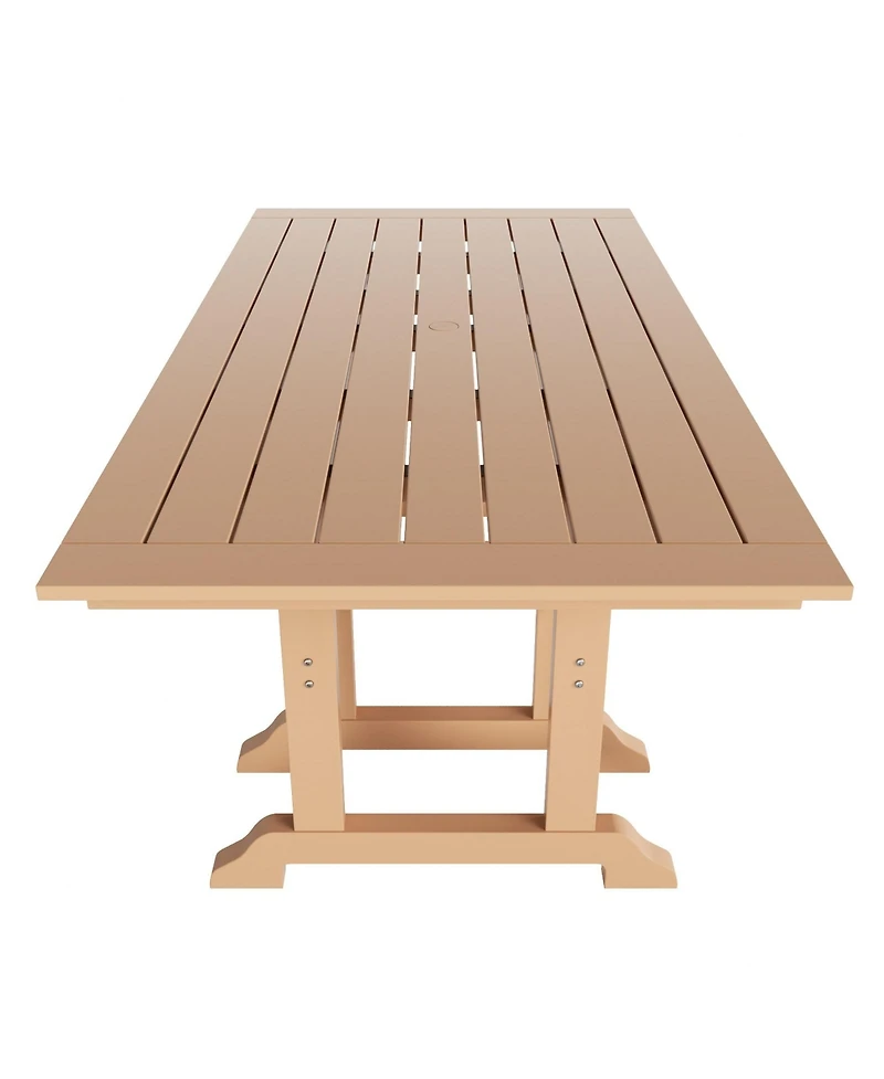 7-Piece Hdpe Rectangular Patio Dining Table Set with Foldable Chairs