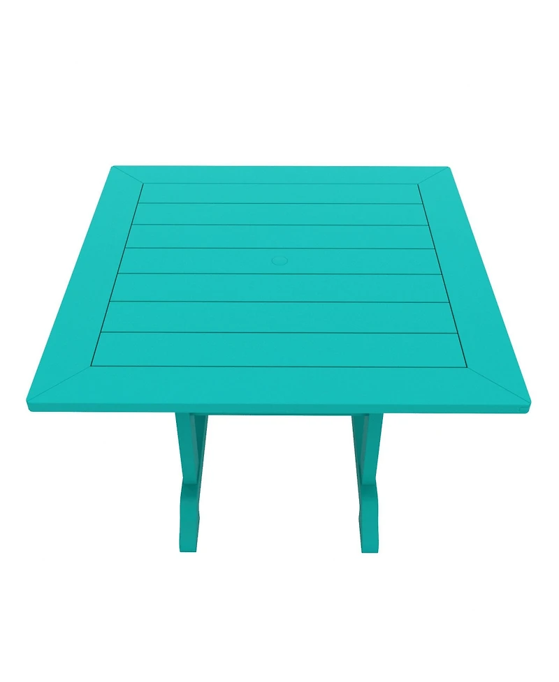 5-Piece Hdpe Square Patio Dining Table Set with Foldable Chairs