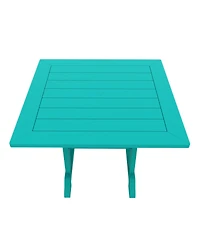 5-Piece Hdpe Square Patio Dining Table Set with Foldable Chairs