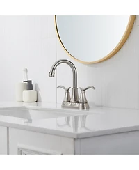 4 Inch 2-Handle Centerset Bathroom Sink Faucet with Drain and Supply Hose Mixer Double Handle Tap Deck Mounted Oil Rubbed Bronze