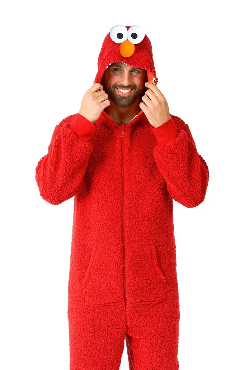 OppoSuits Men's Official Elmo Union Suit - Sesame Street Body for Adults Red