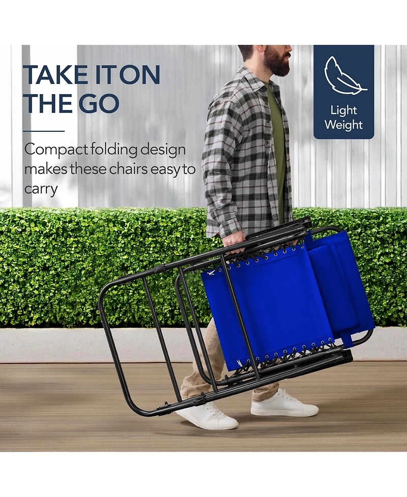 Best Choice Products Folding Outdoor Zero Gravity Rocking Lounge Chair w/ Headrest Pillow